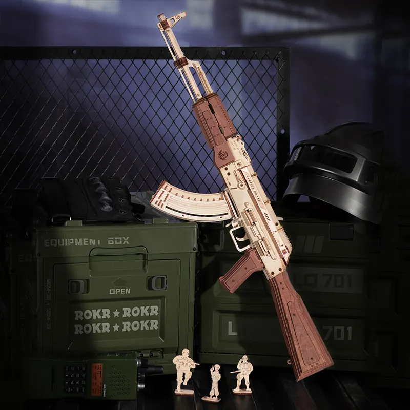 بندقيات لعبة البالغين روبوتايم روكر تيك توك الأكثر مبيعاً 3D ألغاز LQ901 حزام مطاطي نموذج خشبي لعبة بندقيات للبالغين