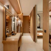 Meubles de suite d'hôtel de luxe : Cadre de lit en tissu moelleux, banc de lit rembourré, banquette de fenêtre, ensembles pour l'hôtellerie commerciale