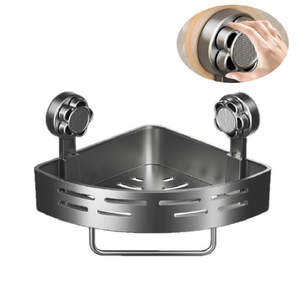 Bathroom Suction <strong>Shower</strong> Corner Shelf with Cross Bar for Toilet Shampoo <strong>Kitchen</strong> ABS Suction <strong>Shower</strong> Shelf Grey - Product Image 1