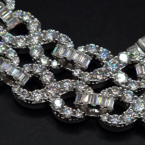 Baguette Cut Iced Out Custom Clasp Claw Setting Rhodium Plated 925 Sterling Silver <b>Infinity</b> Link Chain Moissanite Gift Party - Product Image 3