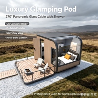 Tiny House sur roues, conteneur maritime modifié monté sur remorque, pod de glamping, cabine capsule mobile pour usage hôtelier, design moderne