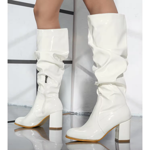 Bottes longues en cuir PU de haute qualité pour femmes, bottes à la mode au-dessus du genou, bottines pointues pour l'extérieur - Product Image 5