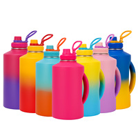 Bouteille d'eau isotherme en acier inoxydable Silverjet 74 oz avec poignée, impression dégradée, pour le camping et les activités de plein air
