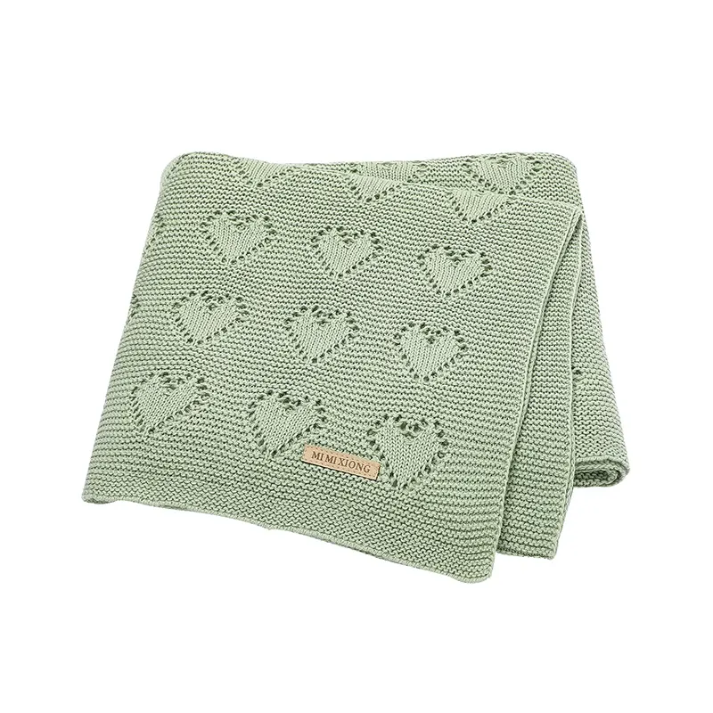 Hot Sale Mimixiong Solid Color Knit Blanket Baby Swaddle Blankets Hollow Out Pattern Bebe Bedding