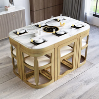 Table à Manger Gmart Luxueux Ensemble Décoration Salle à Manger Grande Table Céramique Blanche Table à Manger Coulissante et Ensemble de Chaises