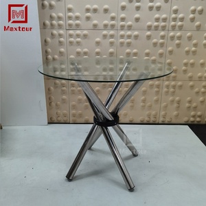 Juego de Mesa de Comedor Redonda de Vidrio con Patas de Acero Inoxidable Moderno para Bodas - Product Image 5