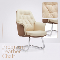 Fauteuil de bureau exécutif ergonomique en cuir de luxe moderne avec base chromée pour salle de réunion et conférence
