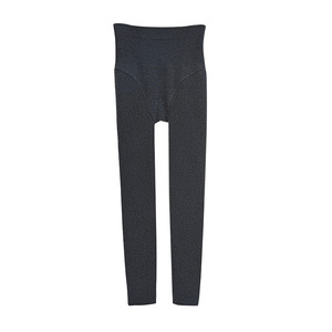 Leggings Runqi para Mujer, Talla Grande, Color Negro Jaspeado, Algodón, Grosor Medio, Color Sólido, Alta Elasticidad, Sin Restricciones - Product Image 1