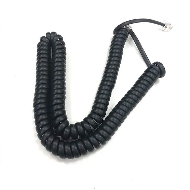 RJ11 bahar sarmal telefon telefon kablosu kurşun kıvırcık kablo Spiral uzatma tel