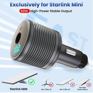 Adaptateur de voiture Starlink Mini 12V vers 30V 2A, convertisseur <span class=keywords><strong>DC</strong></span> élévateur 60W en alliage d'aluminium de haute qualité, charge rapide pour allume-cigare de voiture - Product Image 4
