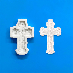 Cross-shaped DIY religious-themed craft resin casting decorative cross <b>silicone</b> candle mold - Product Image 4