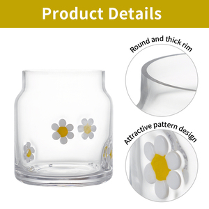 Bicchieri in Vetro con Stampa <span class=keywords><strong>Margherita</strong></span>: Tazze per Bevande Fredde in Stile Pastorale, Bicchieri per Succo con Motivo Limone, Personalizzabili con Logo all'Ingrosso 450ML - Product Image 4