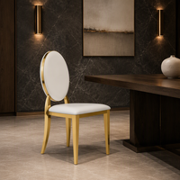 Chaise de banquet de mariage avec dossier ovale rembourré et structure dorée pour événements, hôtels, mobilier en gros