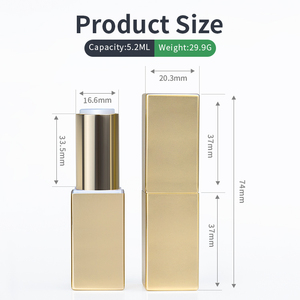 Luxury 5ml Capacity Empty Magnetic <b>Lipstick</b> Tube Sustainable PETG ABS PCR Plastic and Aluminium Square Gold for Cosmetics - Product Image 2