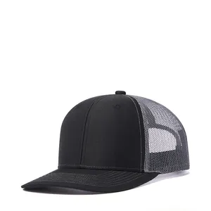 Richardson Style 6-Panel Terry Snapback Trucker Hat Logotipo personalizado Plain Black Mesh para deportes al aire libre Casual Business - Product Image 1