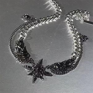 Collar de Cruz de acero de titanio gótico para hombres y mujeres gargantilla Cadena de empalme negra Hiphop Punk gótico apilamiento collar de doble capa - Product Image 5