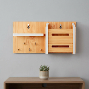 Handcrafted Wooden Wall Mounted Key Holder with Mail Organizer <b>Shelf</b> Rustic Entryway Key Rack for Home Office - Product Image 4