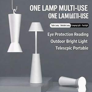 Lámpara de Escritorio LED Multifuncional, Retráctil y Flexible, con Batería, Control Táctil, Regulable, para Mesita de Noche, Trabajo, Estudio, Portátil, Ambiente Cálido - Product Image 1