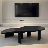 Juego de Mesa de Centro Moderna Irregular con Mesas Auxiliares, Combinación de Mesa de Centro para Sala de Estar, Mesa Decorativa de Madera para el Hogar