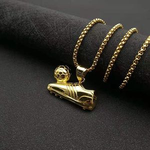 Collar con colgante de zapato de fútbol yunnique, cadena de regalo de joyería Hip Hop para hombre de acero inoxidable dorado, 3mm, 61cm - Product Image 3