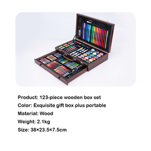 123 Chiếc Hộp Gỗ Màu Nước Với Phấn Màu Dầu Bút Chì Màu Bút Đánh Dấu Không Độc Hại Bộ Bút Chì Màu Cho Trẻ Em - Product Image 2