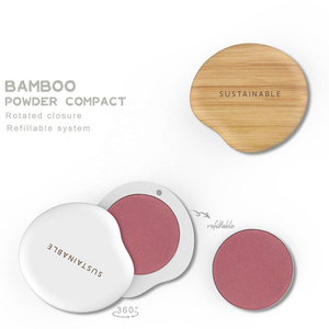 Imballaggio cosmetico unico biodegradabile di bambù bianco magnetico <span class=keywords><strong>polvere</strong></span> vuota compatta con apertura ruotata - Product Image 2