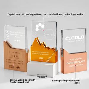 Trofeos <span class=keywords><strong>de</strong></span> Metal y Cristal Grabados Personalizados, Recuerdos Creativos con Forma <span class=keywords><strong>de</strong></span> Pico <span class=keywords><strong>de</strong></span> Montaña, Premios Impresos a Color para Empleados Destacados y Equipos - Product Image 5