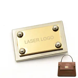 Cheap Price Zinc Alloy Engraved Golden Silver Name Logo Custom Made Metal Plate Tag Label With Pin For Handbag