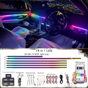 Éclairage d'ambiance intérieur de voiture LED 12V multicolore avec contrôle par application mobile - Product Image 2