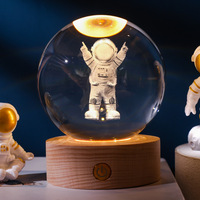 Lampe de Nuit Boule 3D Boule de Cristal Lumineuse 6cm USB Style Décoration Noël Led Veilleuses Bureau Maison Décoration