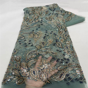 Tessuti in Pizzo con Paillettes e Perline di Alta Qualità Nigeriana, Delicato Pizzo per Abiti <span class=keywords><strong>da</strong></span> <span class=keywords><strong>Sposa</strong></span> e <span class=keywords><strong>da</strong></span> Cerimonia - Product Image 4