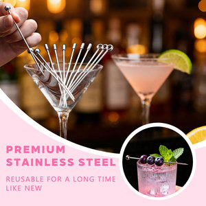 Palillos y Brochetas Reutilizables <span class=keywords><strong>de</strong></span> Acero Inoxidable <span class=keywords><strong>para</strong></span> Cócteles - Herramientas <span class=keywords><strong>de</strong></span> Bar Ecológicas <span class=keywords><strong>para</strong></span> Bloody Mary, Martini, Aceitunas, Aperitivos, Frutas y Adornos - Product Image 4
