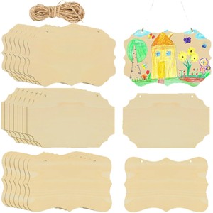 Panneaux muraux en bois rectangulaires, couleur bois, lot de plusieurs pièces, design rustique pour les chambres d'enfants, décoration de Noël - Product Image 5