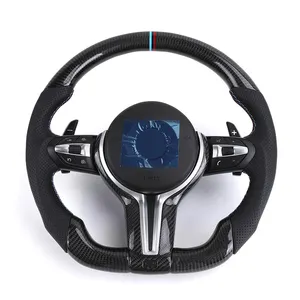 Tùy chỉnh màu đen đục lỗ da Carbon M thể thao chỉ đạo Wheel cho BMW F10 F30 F31 F32 F20 E92 E60 X6 E71 X5 E70 M3 M4 M5 M6