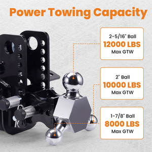 Ambull Factory En gros Combo de récepteurs d'attelage de remorque avec support de boule de 1-7/8 ", 2 " et 2-5/16 " et attelage de remorque à <span class=keywords><strong>suspension</strong></span> pneumatique - Product Image 2