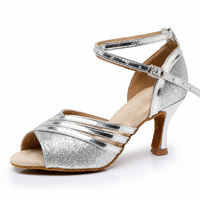Zapatos de Baile Latino para Mujer, Zapatos de Baile Irlandés con Suela Suave para Interiores, Suela de Gamuza para Salsa y Tango, Tacones Altos con Punta Abierta para Baile de Salón