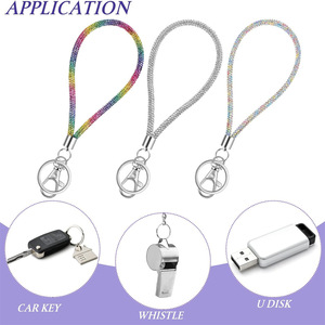 Porte-clés court incrusté de strass avec mousqueton, corde en coton ronde, cadeau transfrontalier pour les fêtes - Product Image 3