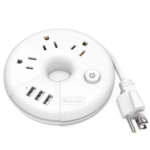 Smart Round US row insert USB connection socket 3-bit US switchboard for household power supply Doughnut inserts