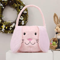 Panier de pâques lapin longues oreilles en peluche œufs de pâques seau lapin sourire visage bonbons sacs cadeaux panier de pâques