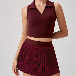 Nouvel Arrivage Ensemble de Sport Femme : Débardeur de Yoga à Bonnets Intégrés et Mini-Jupe Anti-Exposition Deux-en-un, Coupe Ajustée pour Pilates et Tennis - Product Image 2