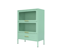 Lemari Kaca 2 Pintu Stainless Steel untuk Perabot Ruang Tamu