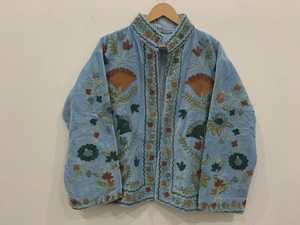 Blouson Bomber sur mesure en velours Suzani à col, broderie main motif animalier, rembourrage coton hiver, exportateur fabricant OEM Inde - Product Image 1