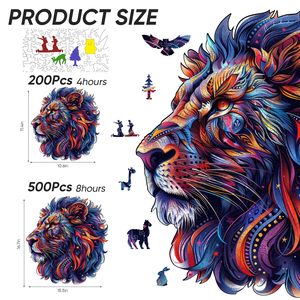 Puzzles en <span class=keywords><strong>bois</strong></span> Lion pour adultes Forme unique Puzzles pour adultes Puzzles en <span class=keywords><strong>bois</strong></span> irréguliers Meilleur cadeau - Product Image 2