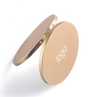 Espejo de Maquillaje Plegable de Metal con Logotipo Personalizado, Redondo, Dorado, con Impresión Serigráfica, de Doble Cara