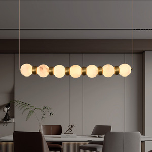 Stile nordico decorazioni per la casa di lusso <span class=keywords><strong>sospensione</strong></span> lineare <span class=keywords><strong>cucina</strong></span> isola soggiorno rotondo palla alabastro lampadario - Product Image 1