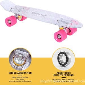 Patineta Cruiser Transparente Rosa de 22 Pulgadas, Portátil para Adolescentes, Estilo Moderno con Herramientas Incluidas - Product Image 4