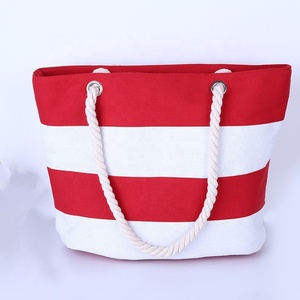 Bolsa de <span class=keywords><strong>Playa</strong></span> de Lona Personalizada 2023, Económica, con Rayas, Ecológica, Estampada para Mujer - Product Image 3