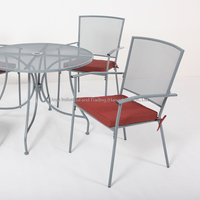 Joyeleisure Ensemble de 5 chaises en maille pour table de salle à manger extérieure moderne, cadre en aluminium, certifié EN-581, couleurs personnalisées, hôtel, villa