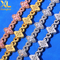 Collier chaîne cubaine unisexe, motif trèfle à quatre feuilles, maillons en forme de 8, sertissage griffe de zircon, pierre naturelle, cuivre, style européen, cadeau