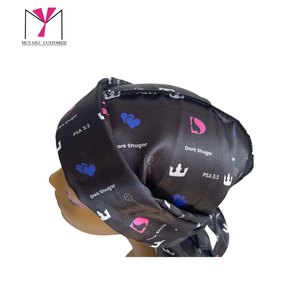 MUYANG CUSTOMIZE Full Logo Satin <b>Durag</b> Printed <b>Black</b> Fashion Headwear For Women Casual Four Seasons - Product Image 6